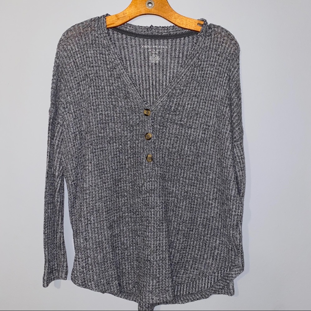 🌵 American Eagle | Plush Waffle Henley Sweater